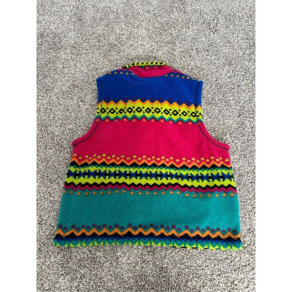 vintage susan bristol zipper up fleece vest colorful retro aztec print womens XS - Picture 7 of 9